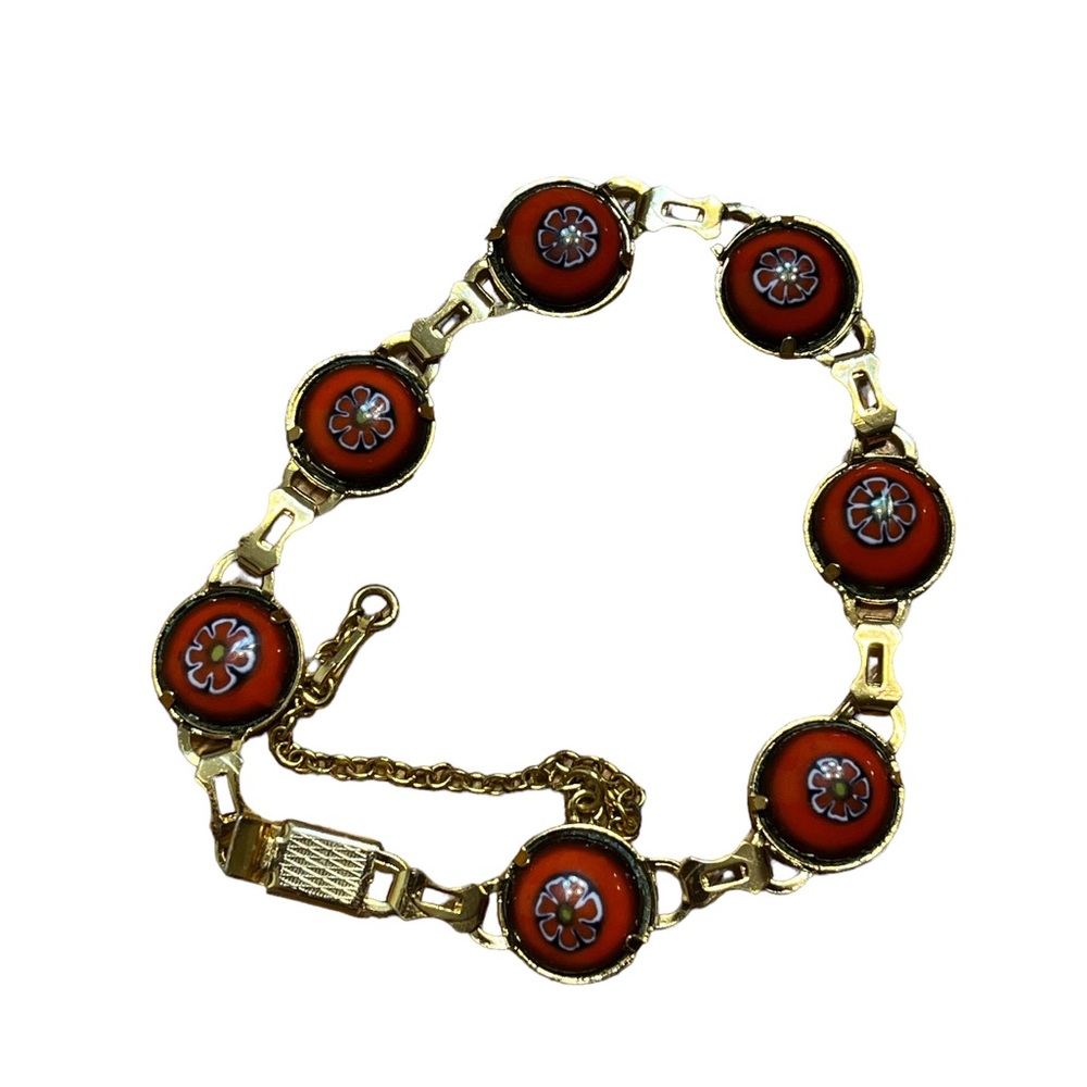 Gold Tone Millefiori Bracelet